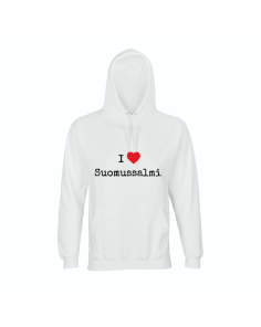 I love Suomussalmi huppari valkoinen